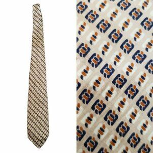 Yves Saint Laurent YSL Saks Fifth Avenue Patterned Beige Business Designer Tie